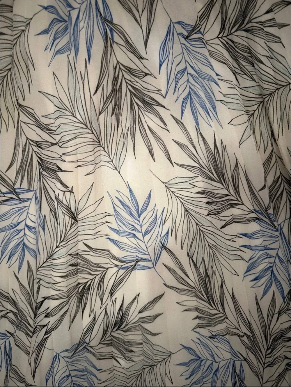 a new day White Circle Skirt with Blue & Gray Leaf Print 28” long